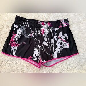 Fabletics Black, White & Pink Tropical Print Shorts.